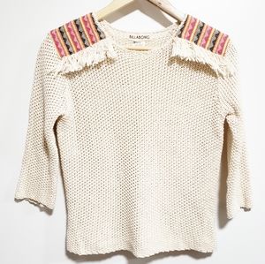 BILLABONG Knit Embroidered Fringe Shoulder Top